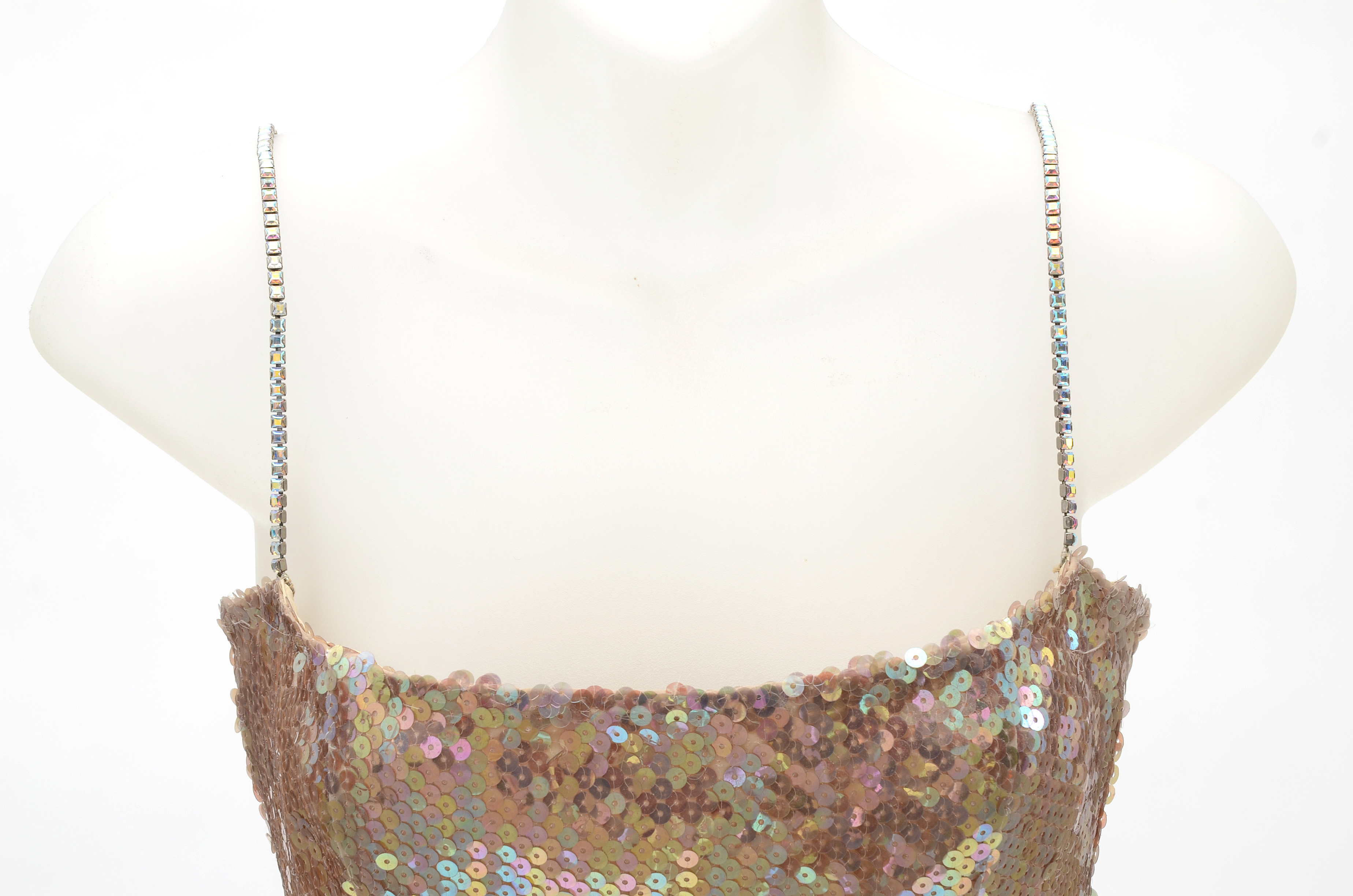 Escada Couture Iridescent Sequined Sleeveless Evening Dress Susan Wore to the Sixth Annual Benefit For the Elton John Aids Foundation