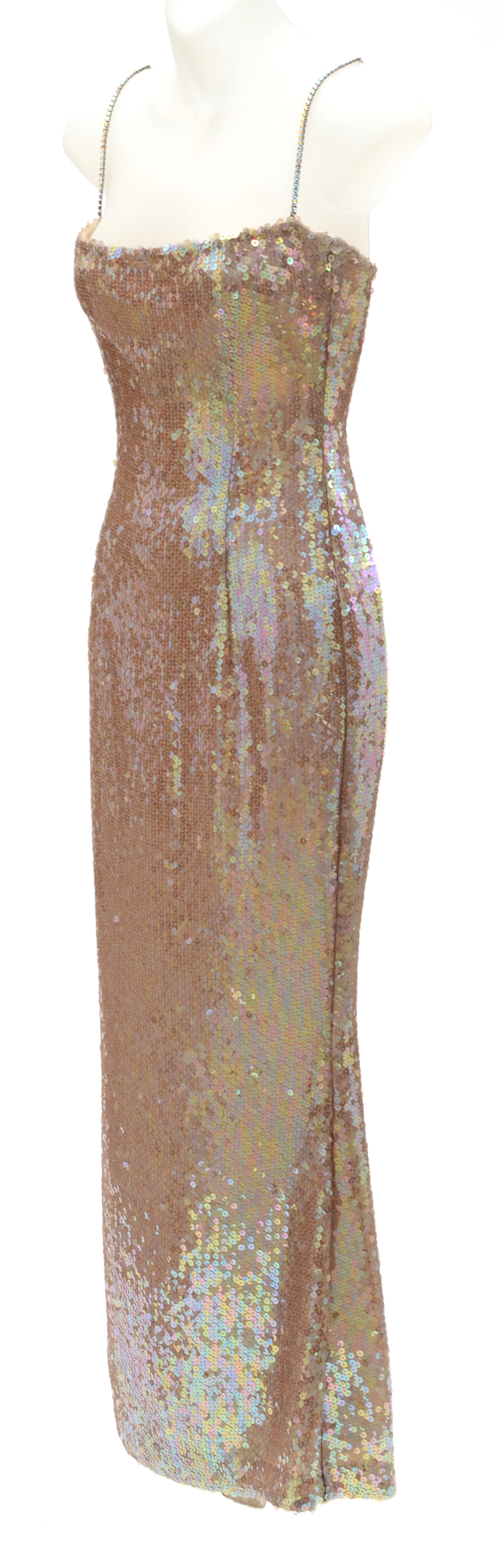 Escada Couture Iridescent Sequined Sleeveless Evening Dress Susan Wore to the Sixth Annual Benefit For the Elton John Aids Foundation
