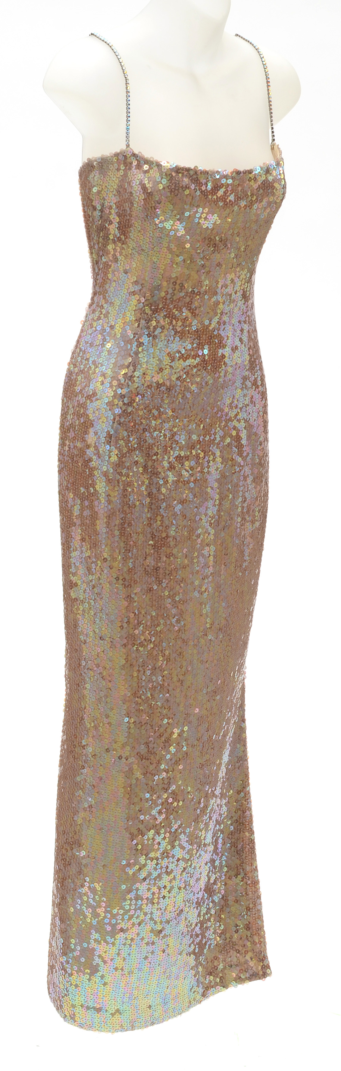 Escada Couture Iridescent Sequined Sleeveless Evening Dress Susan Wore to the Sixth Annual Benefit For the Elton John Aids Foundation