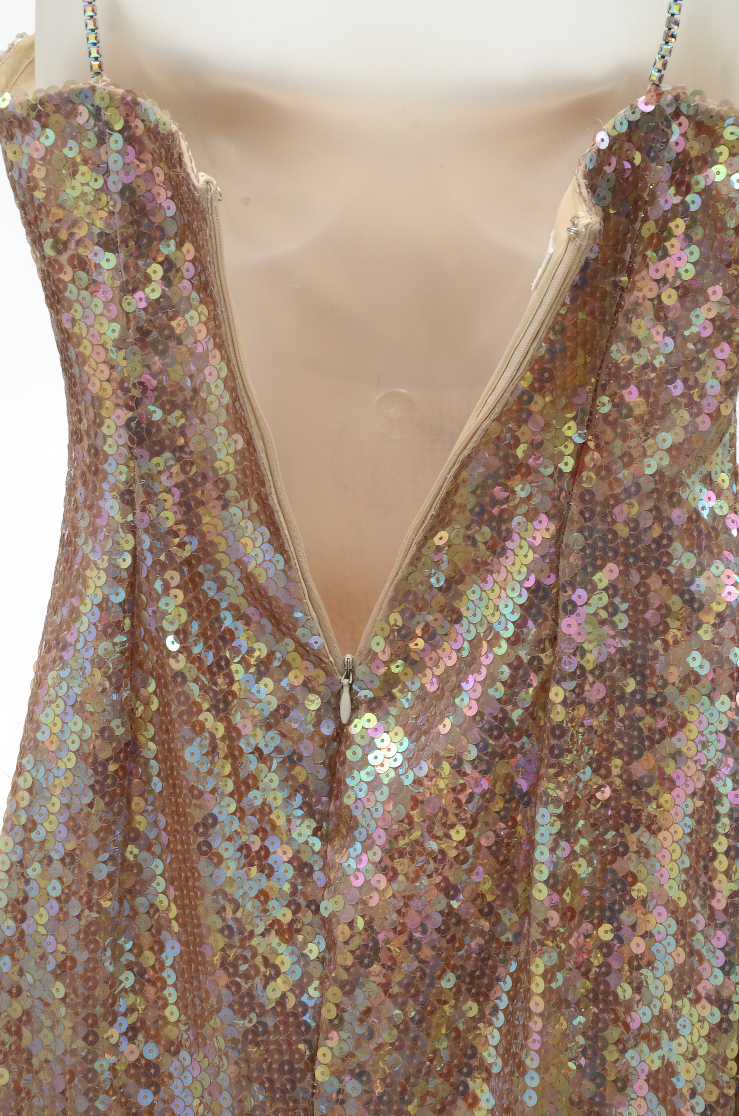 Escada Couture Iridescent Sequined Sleeveless Evening Dress Susan Wore to the Sixth Annual Benefit For the Elton John Aids Foundation
