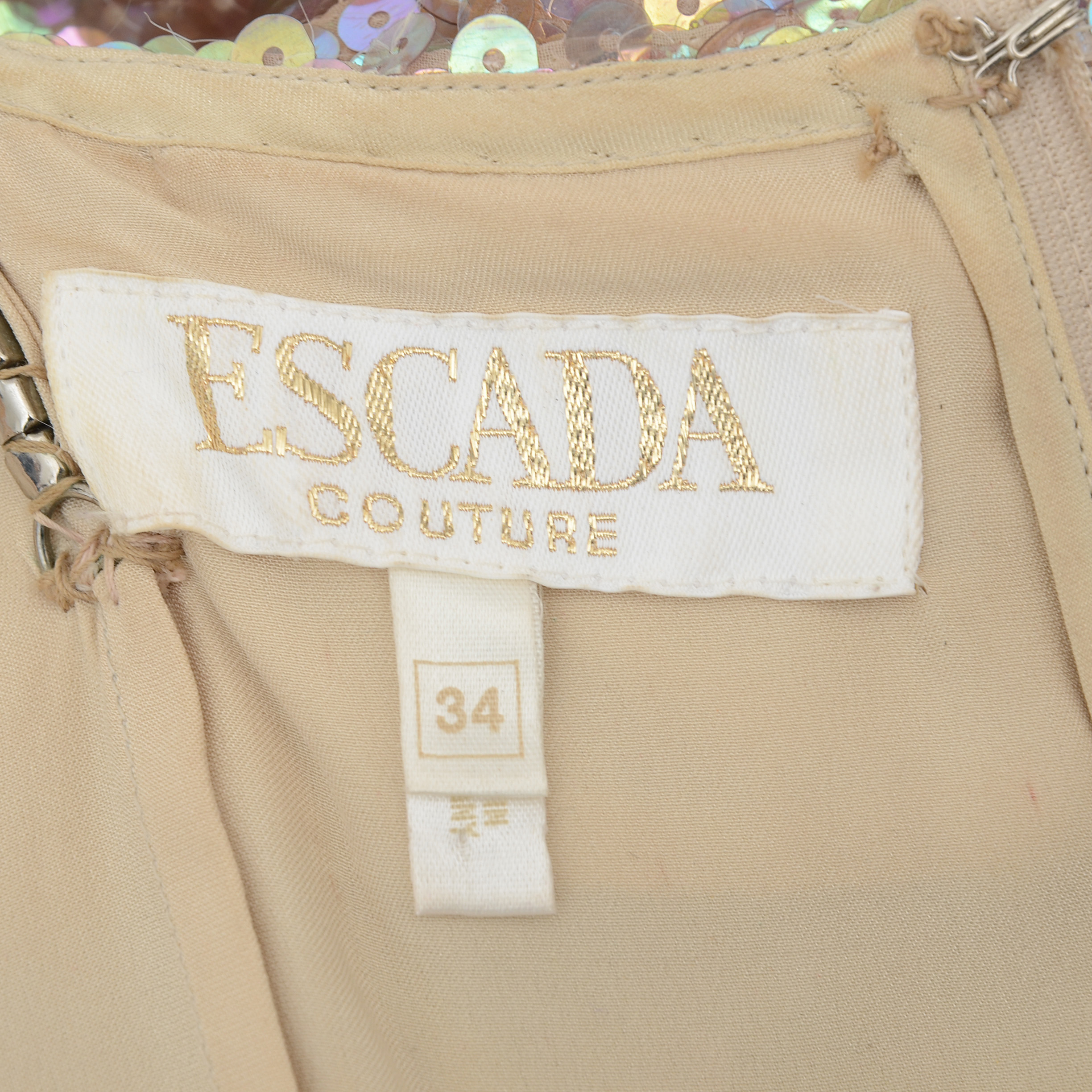 Escada Couture Iridescent Sequined Sleeveless Evening Dress Susan Wore to the Sixth Annual Benefit For the Elton John Aids Foundation