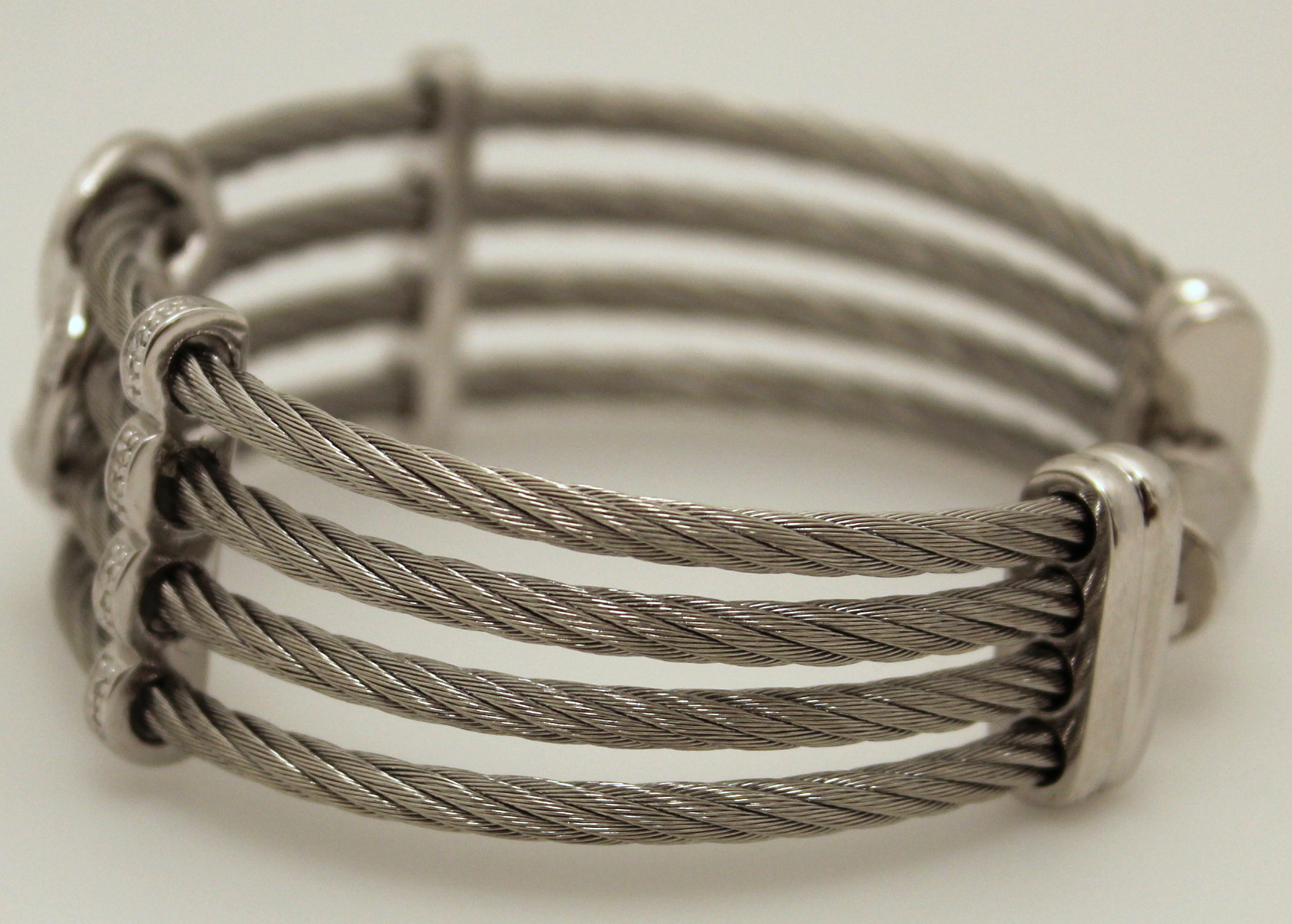 Sterling and Pave Diamond Cable Bracelet