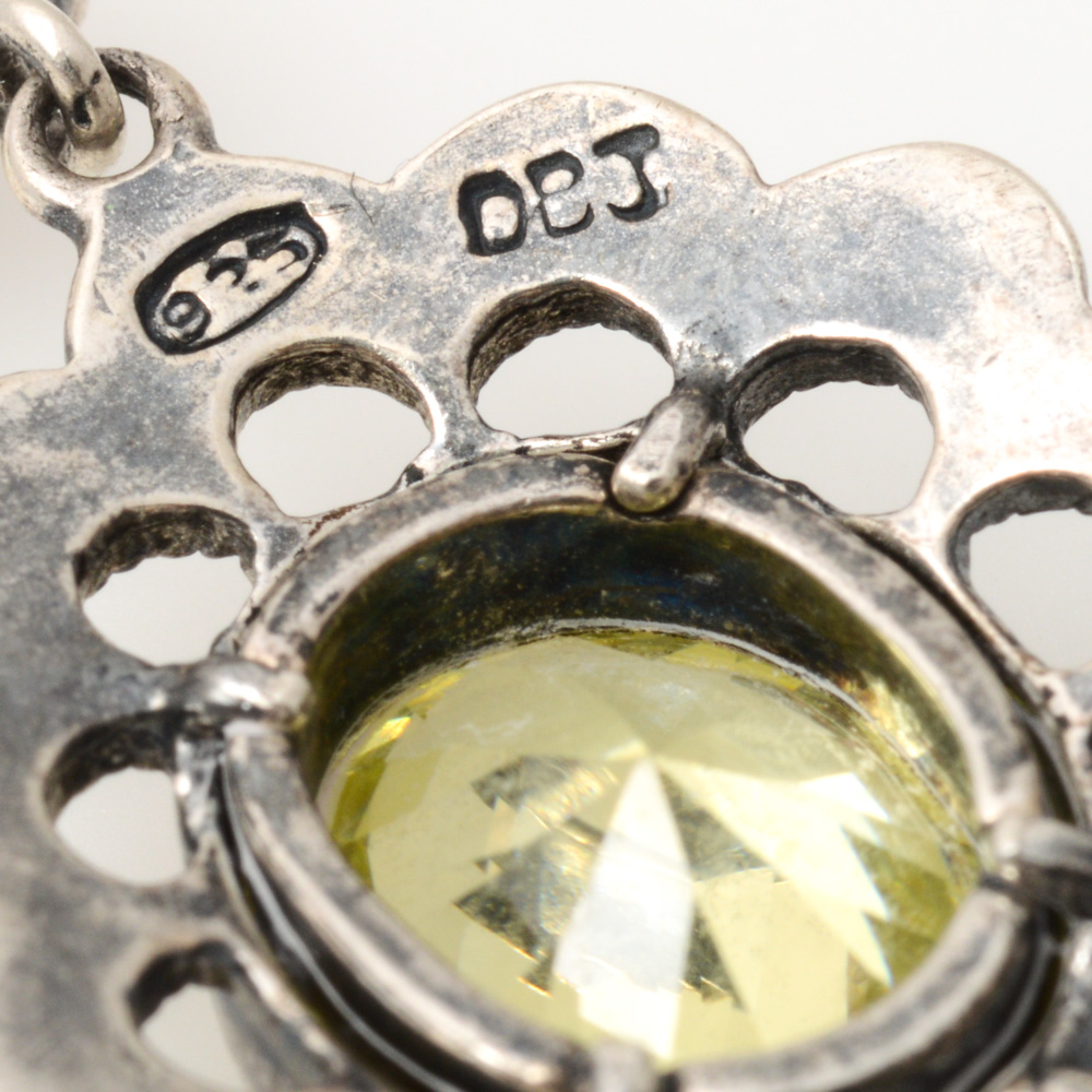 Sterling Silver Cubic Zirconia and Marcasite Earrings