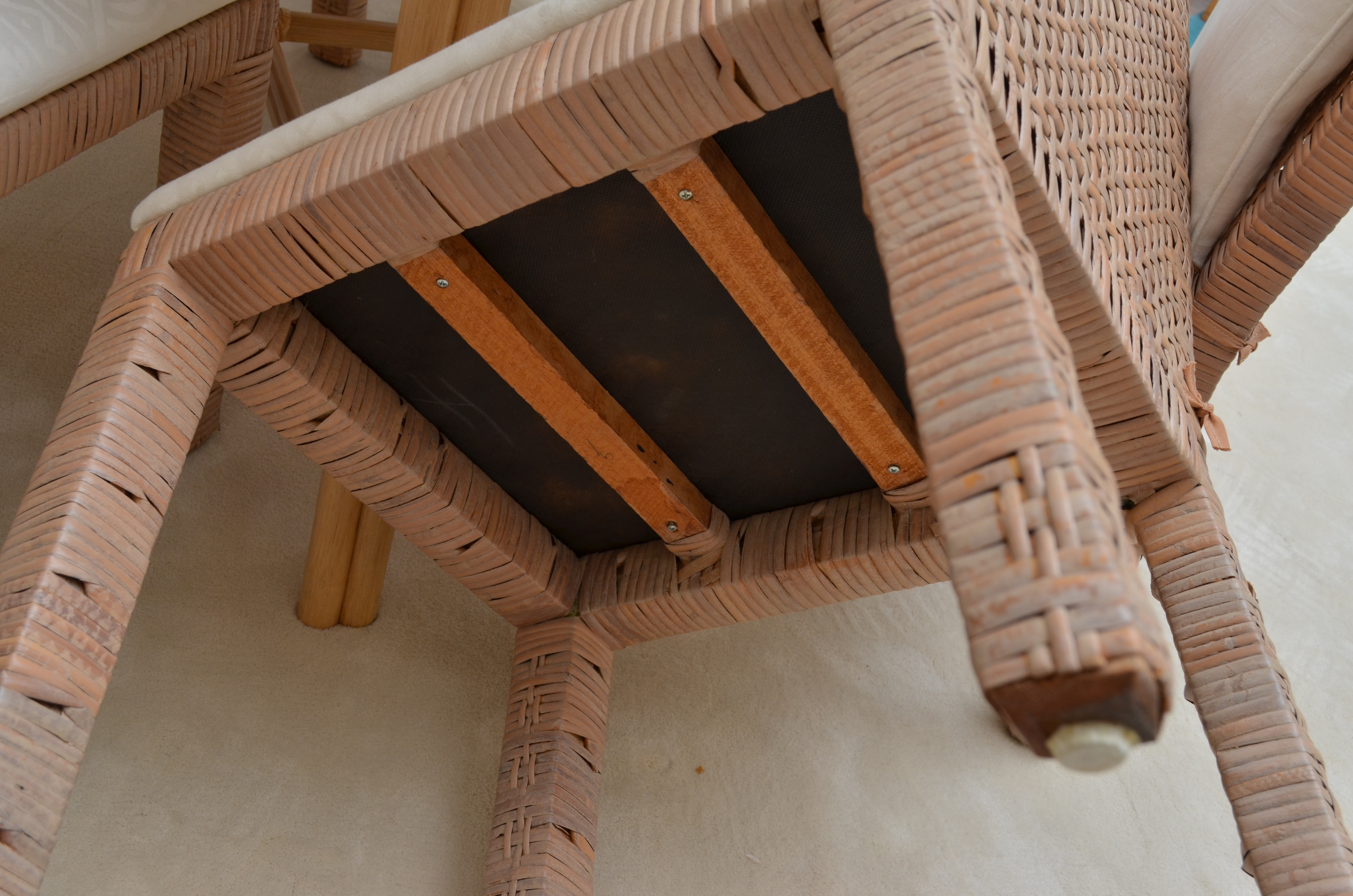 Glass Top Wicker Dining Table With Six Chairs