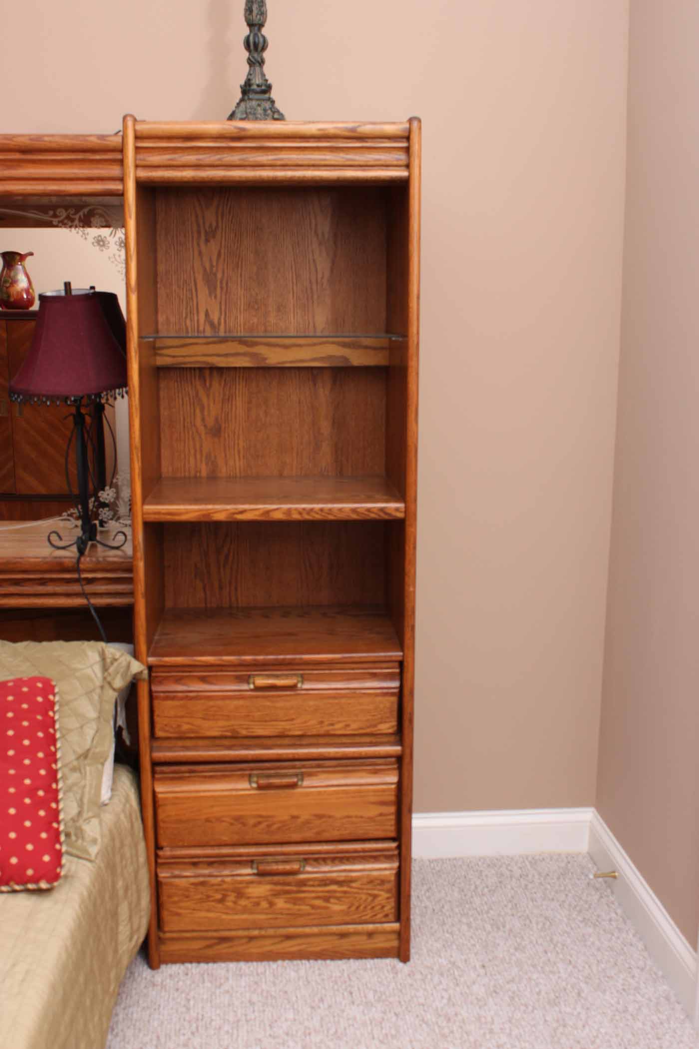 King Size Bed Frame with Drawer and Shelf Surround