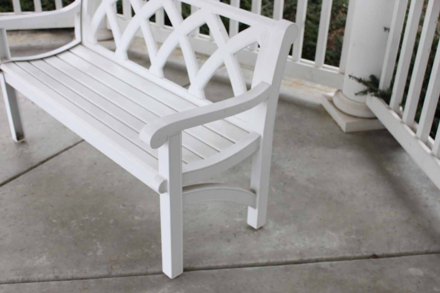 White Metal Park Bench