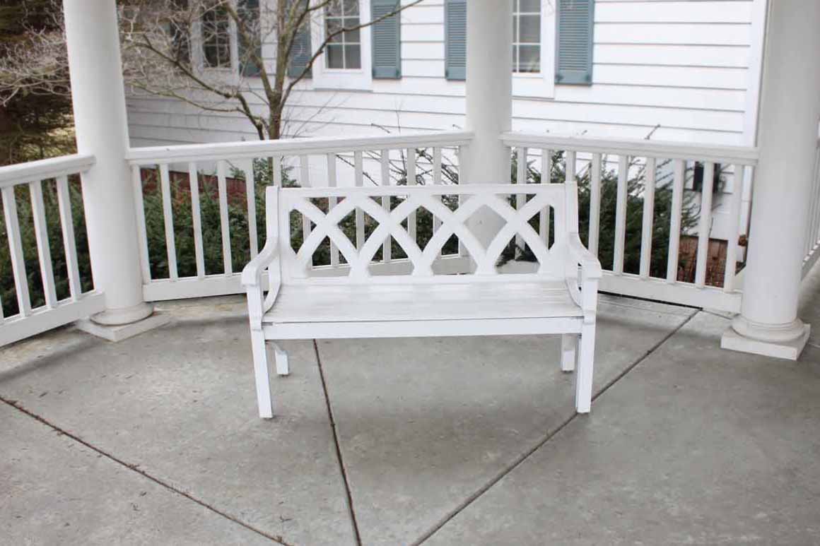 White Metal Park Bench