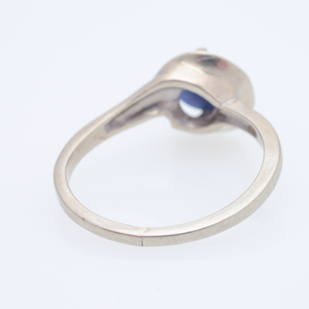 10K White Gold Synthetic Sapphire Ring with 10K Tanzanite Earrings