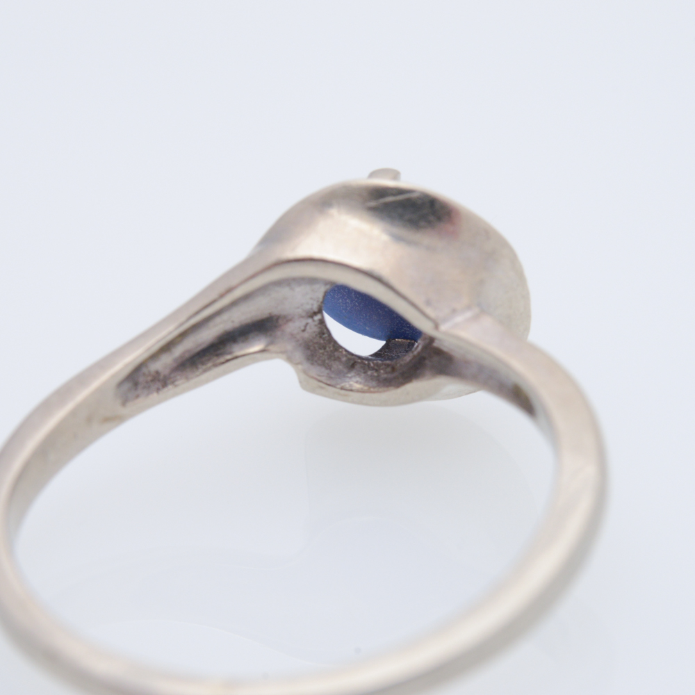 10K White Gold Synthetic Sapphire Ring with 10K Tanzanite Earrings