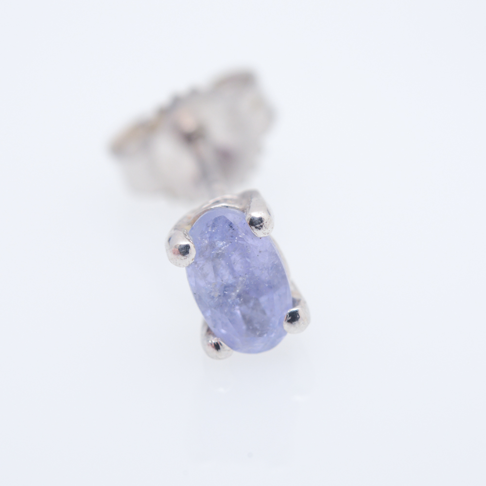 10K White Gold Synthetic Sapphire Ring with 10K Tanzanite Earrings