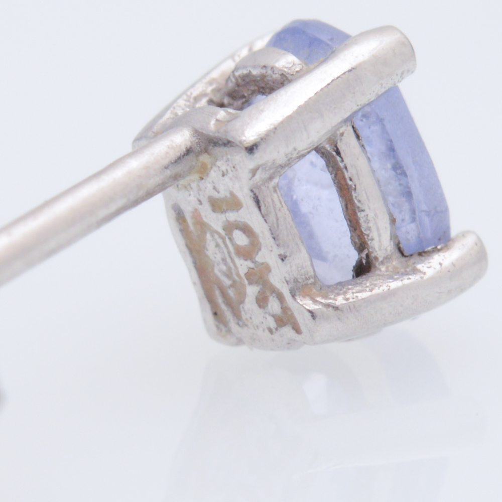 10K White Gold Synthetic Sapphire Ring with 10K Tanzanite Earrings