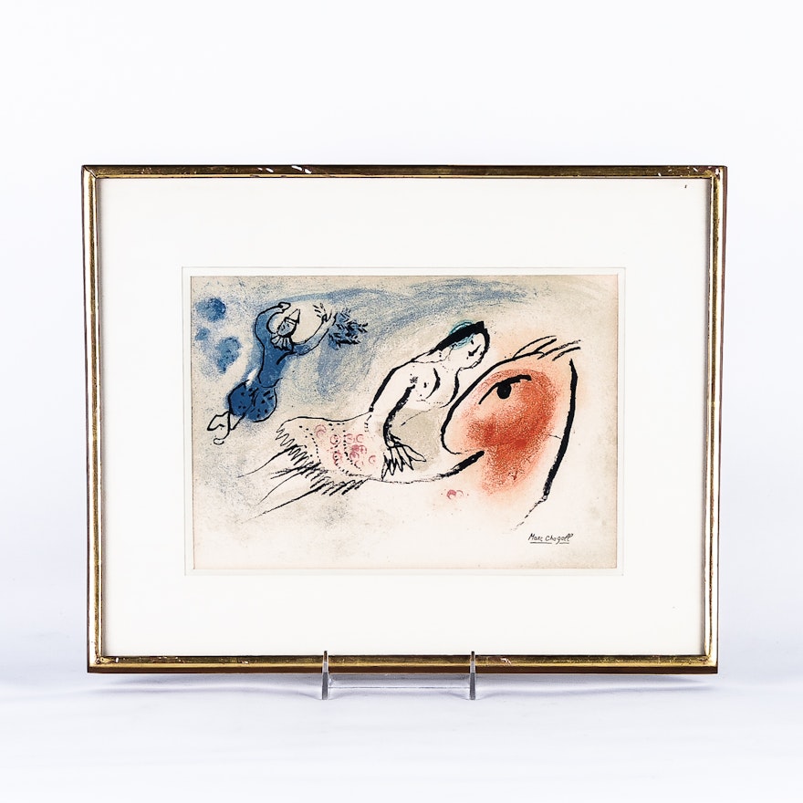 Color Lithograph of Marc Chagall's Greeting Card for Aime Maeght