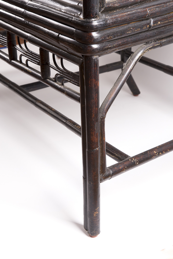 Bamboo Bench with Woven Cane Seat