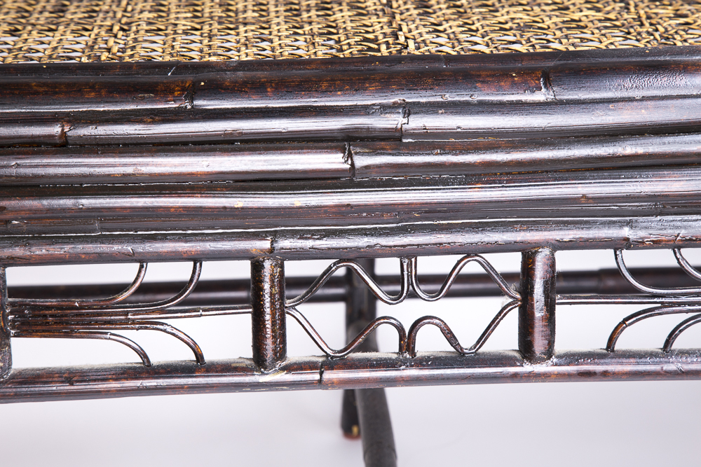 Bamboo Bench with Woven Cane Seat