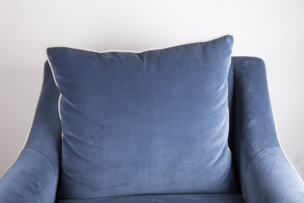 Blue Corduroy Pillowback Swivel Chair