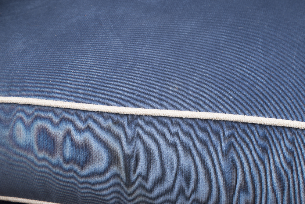 Blue Corduroy Pillowback Swivel Chair