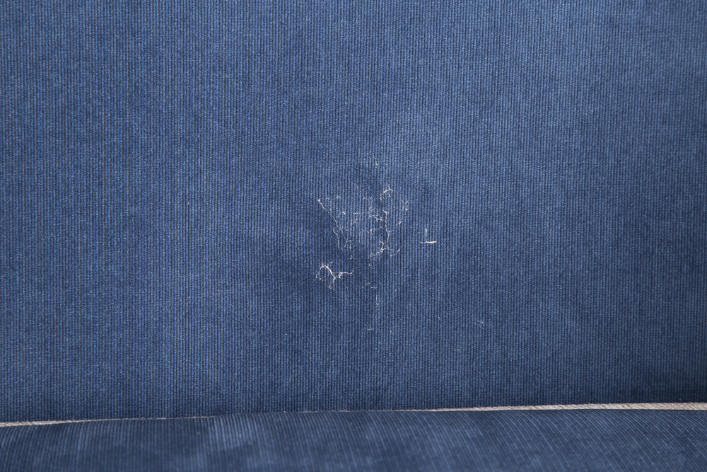 Blue Corduroy Pillowback Swivel Chair