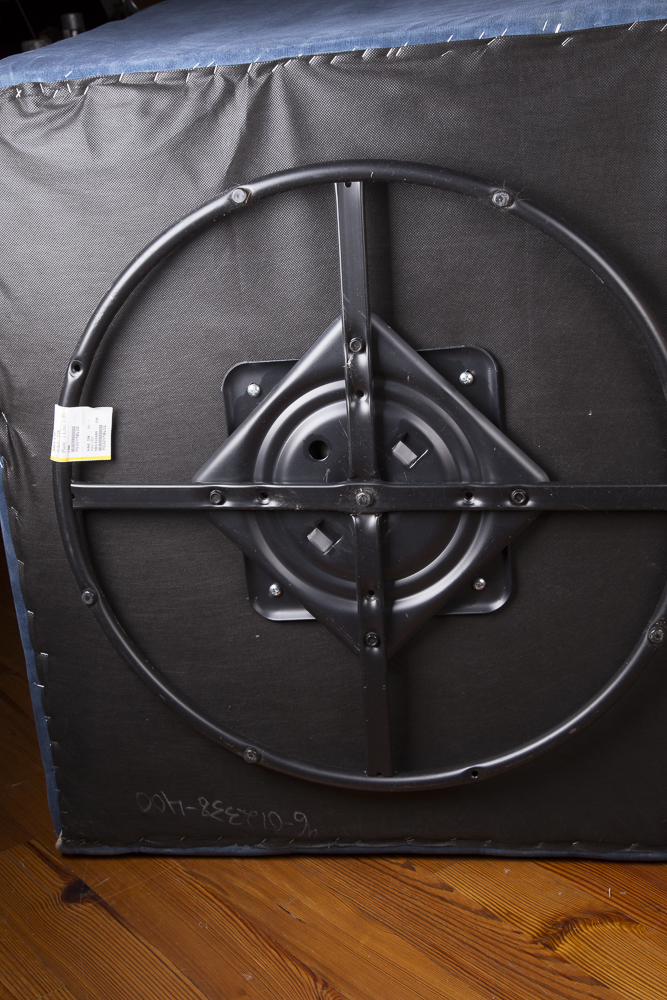 Blue Corduroy Pillowback Swivel Chair