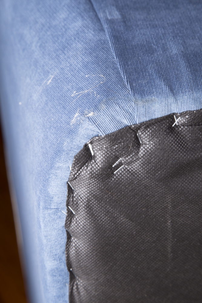 Blue Corduroy Pillowback Swivel Chair