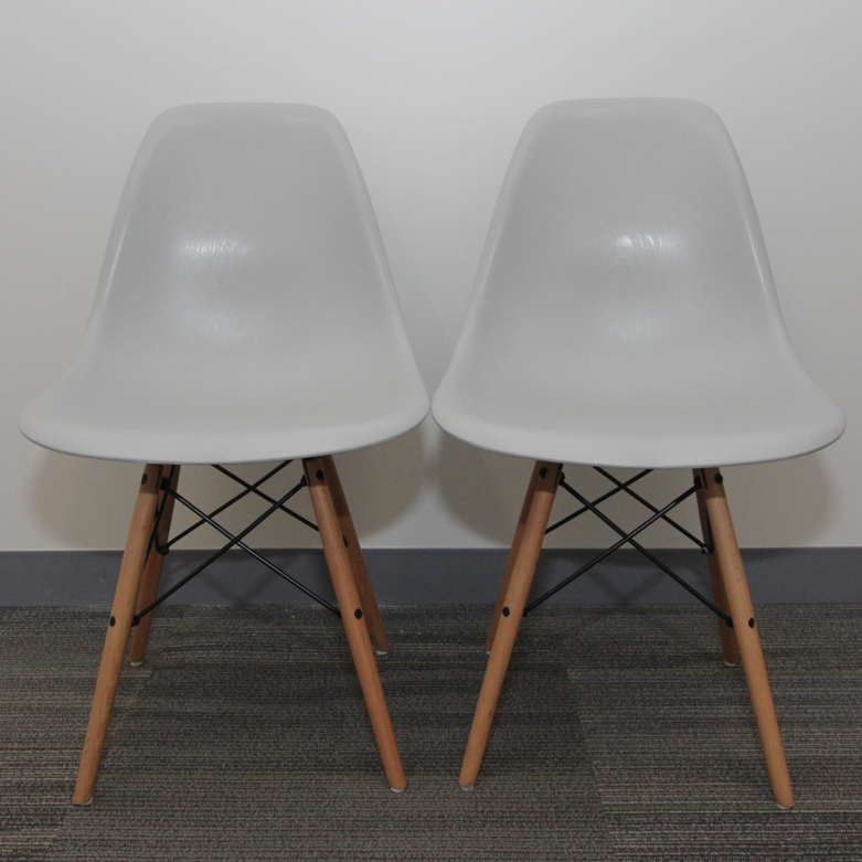 Pair of Gray Eames Style DSW Chairs