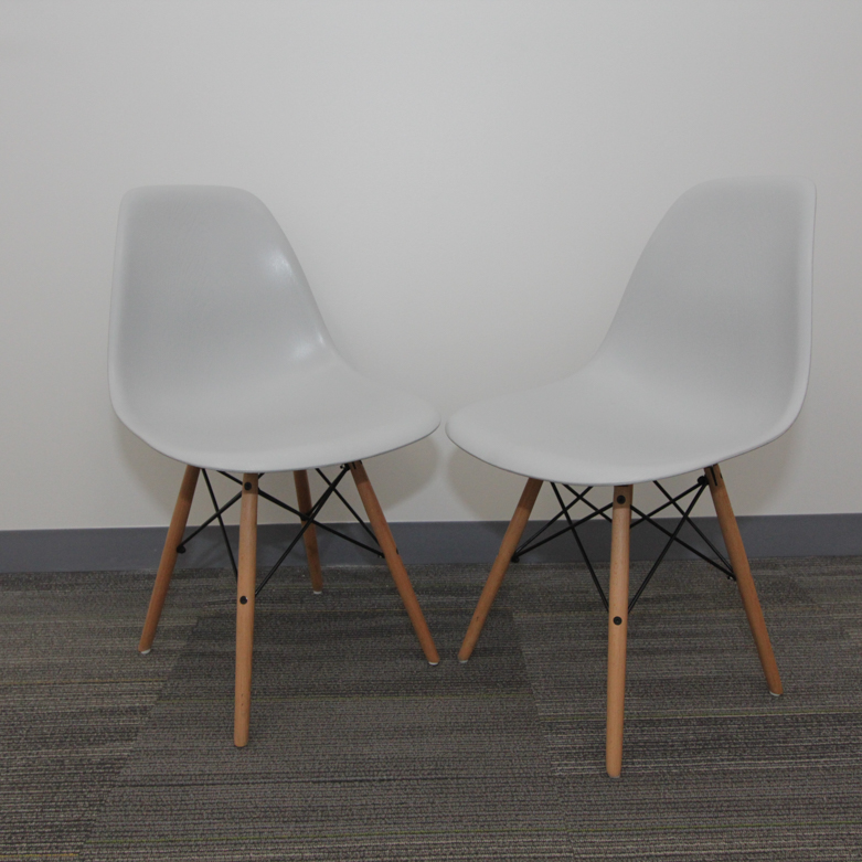 Pair of Gray Eames Style DSW Chairs