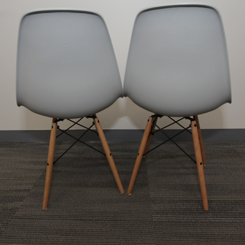 Pair of Gray Eames Style DSW Chairs