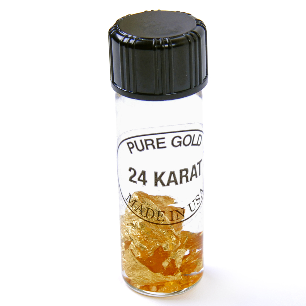Vial Marked 24K Pure Gold Flakes