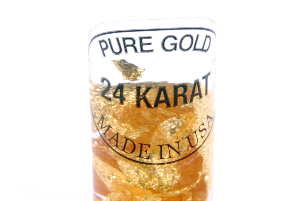 Vial Marked 24K Pure Gold Flakes