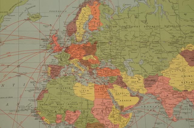 Large Original Vintage WWII "Hammond's Comprehensive Map of the World"