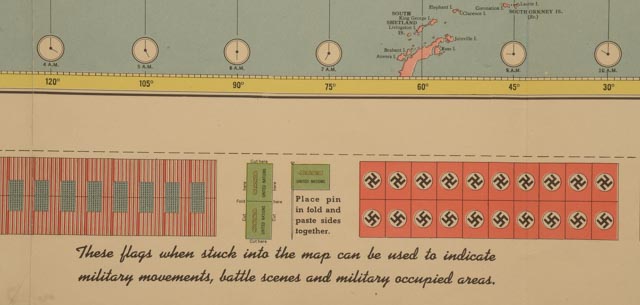 Large Original Vintage WWII "Hammond's Comprehensive Map of the World"