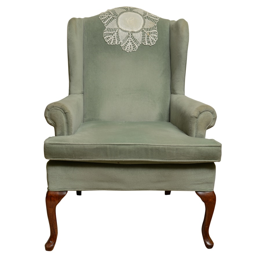 Vintage Queen Anne Style Wing Chair by Fairfield