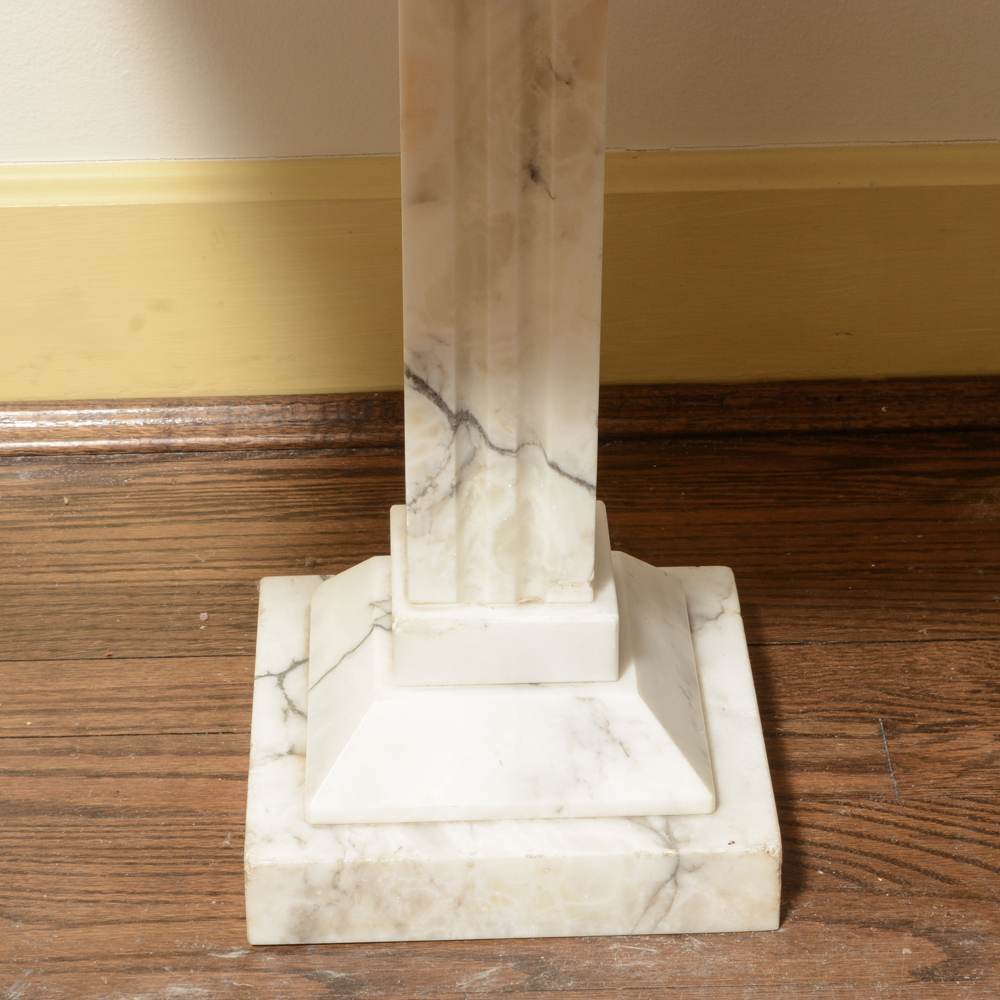 Pair of White Marble Side Tables