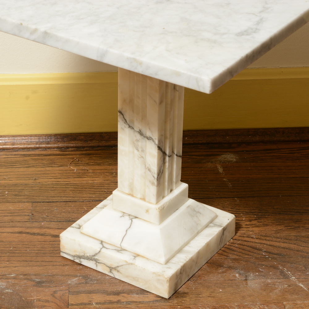 Pair of White Marble Side Tables