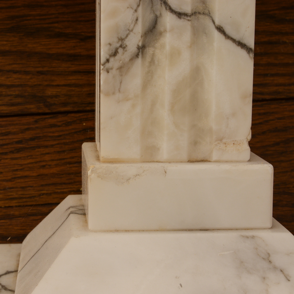 Pair of White Marble Side Tables