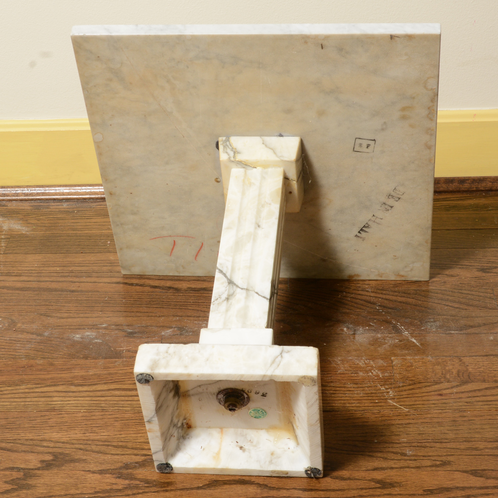 Pair of White Marble Side Tables