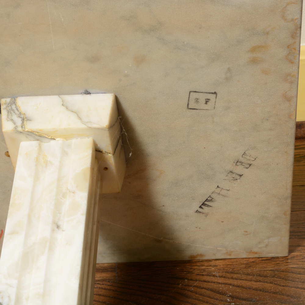 Pair of White Marble Side Tables