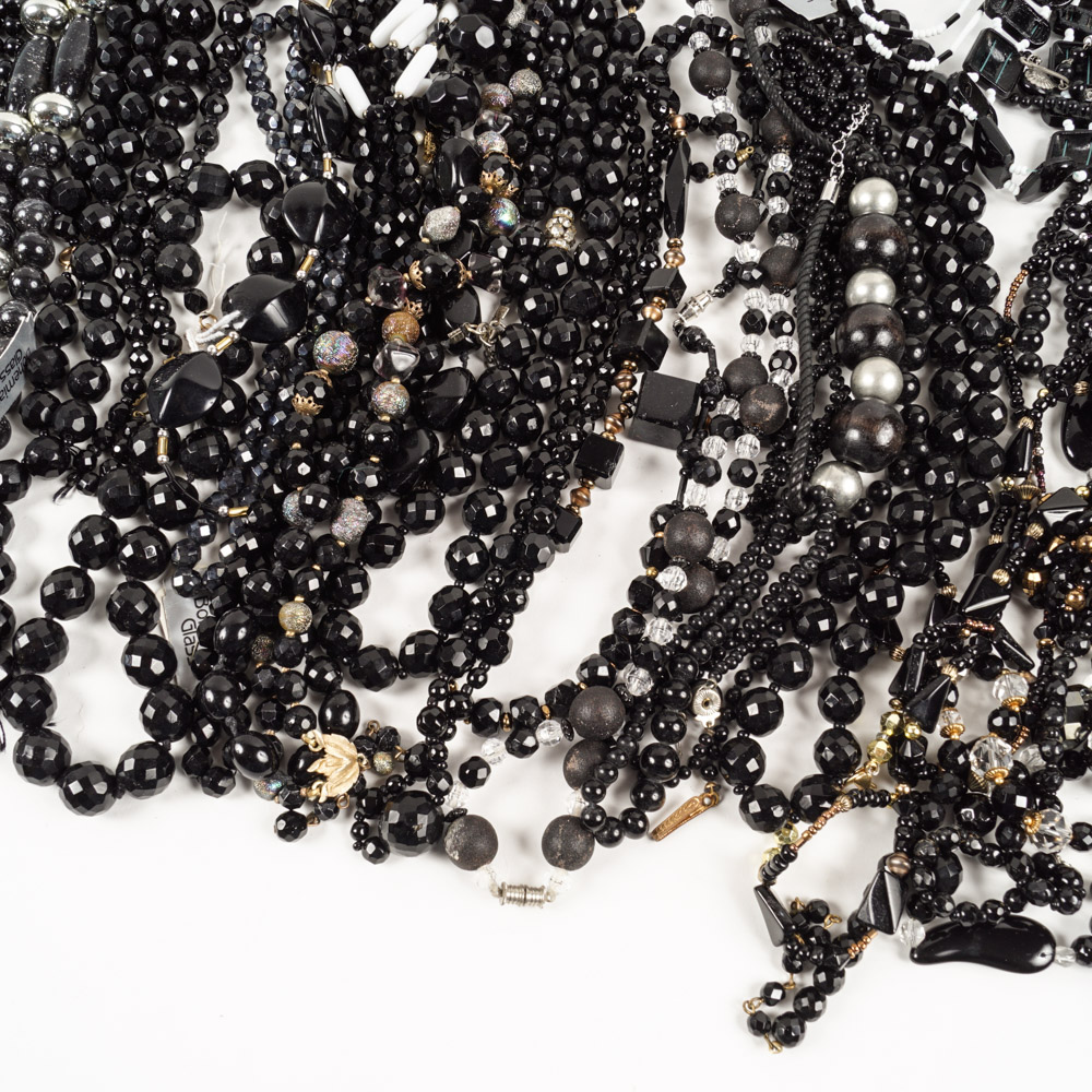 Beaded Black Toned Costume Jewelry
