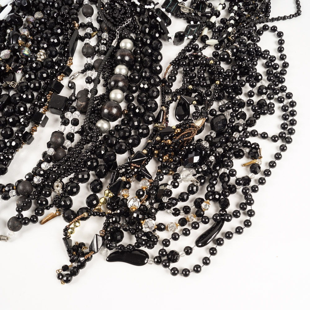 Beaded Black Toned Costume Jewelry
