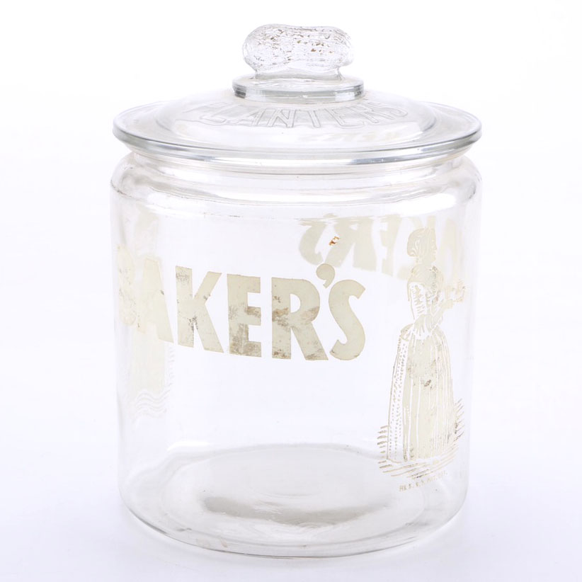 Vintage Baker's Chocolate Jar and Planters Peanuts Lid