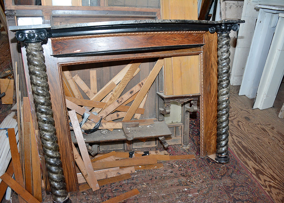 Circa 1900 Painted Mantle with Barley Twist Columns
