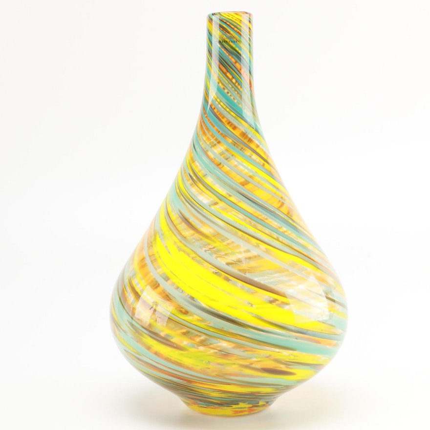 Large Spinning Stripes Murano Glass Vase