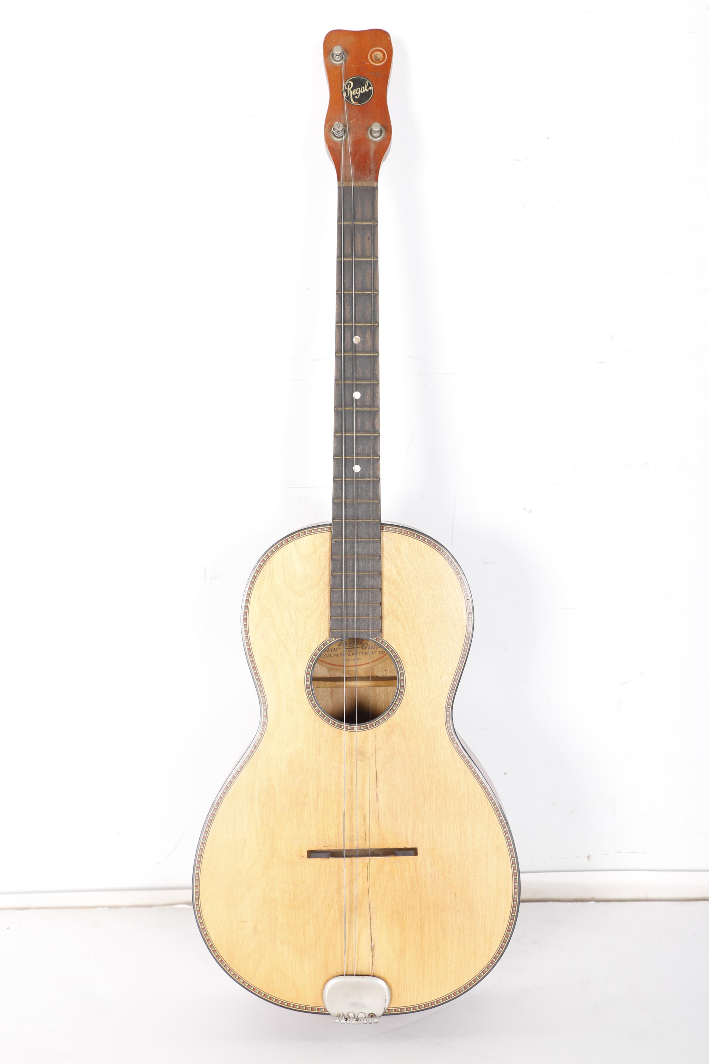 Vintage Regal Tenor Acoustic Guitar With Case