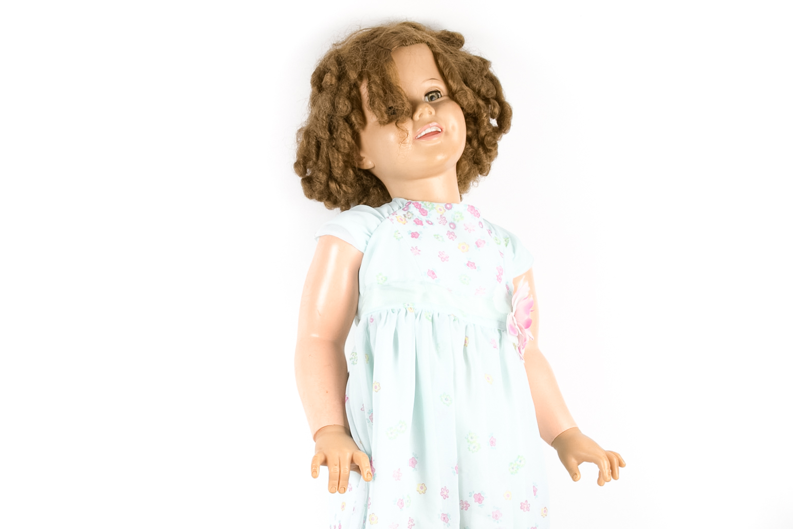 Ideal "Shirley Temple" Doll in Blue Floral Dress