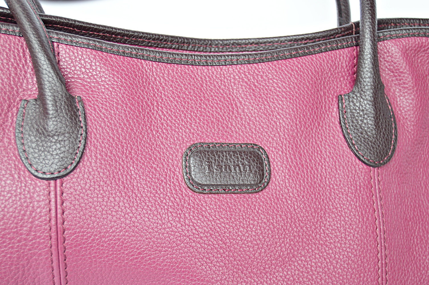 Italian Isanti Magenta Leather Tote Handbag