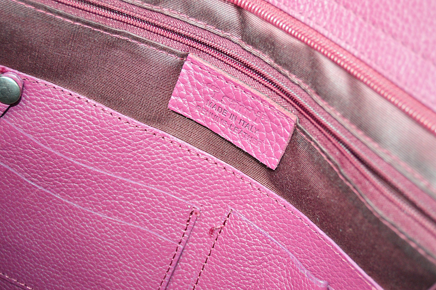 Italian Isanti Magenta Leather Tote Handbag