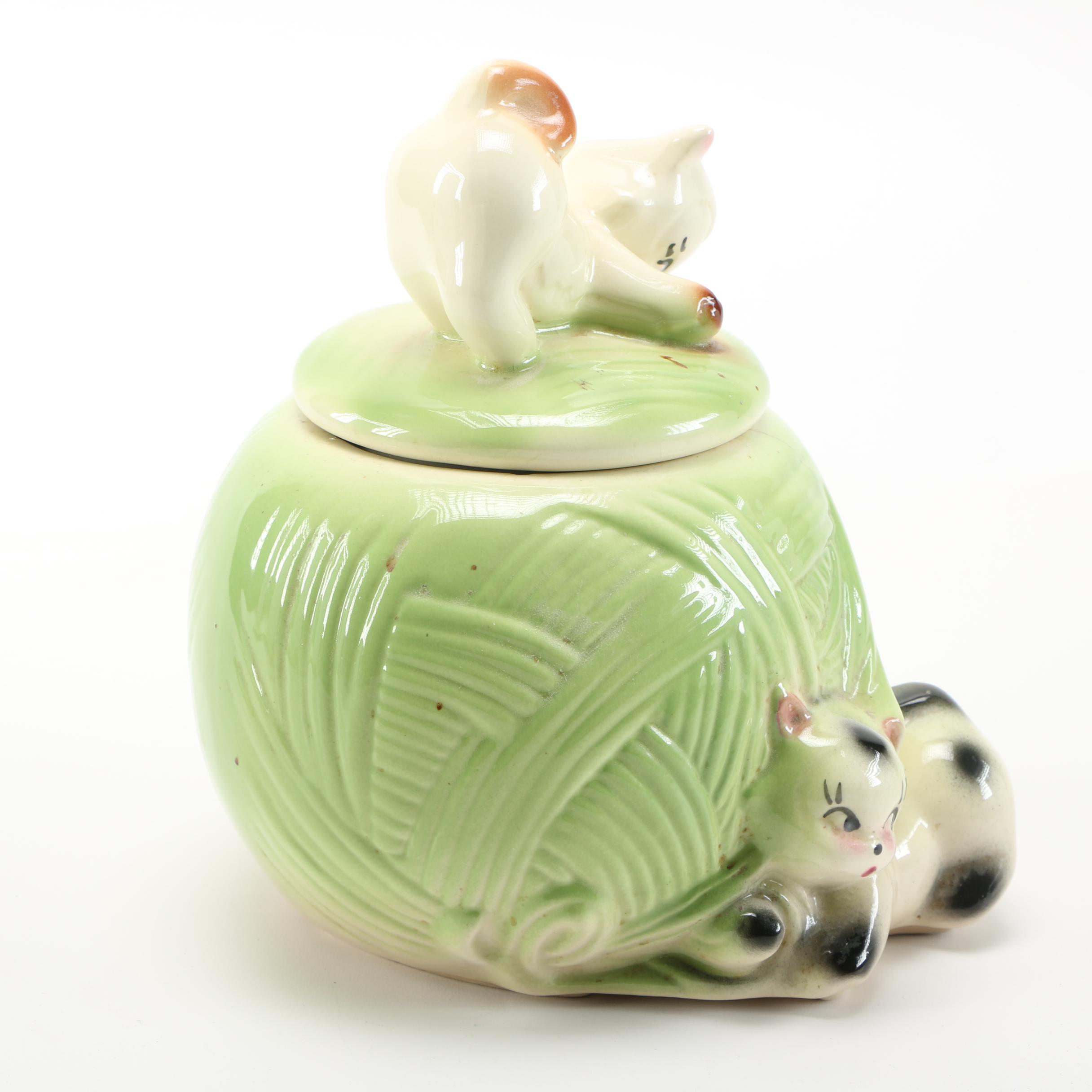 1950s Ceramic Kitten Jar by American Bisque