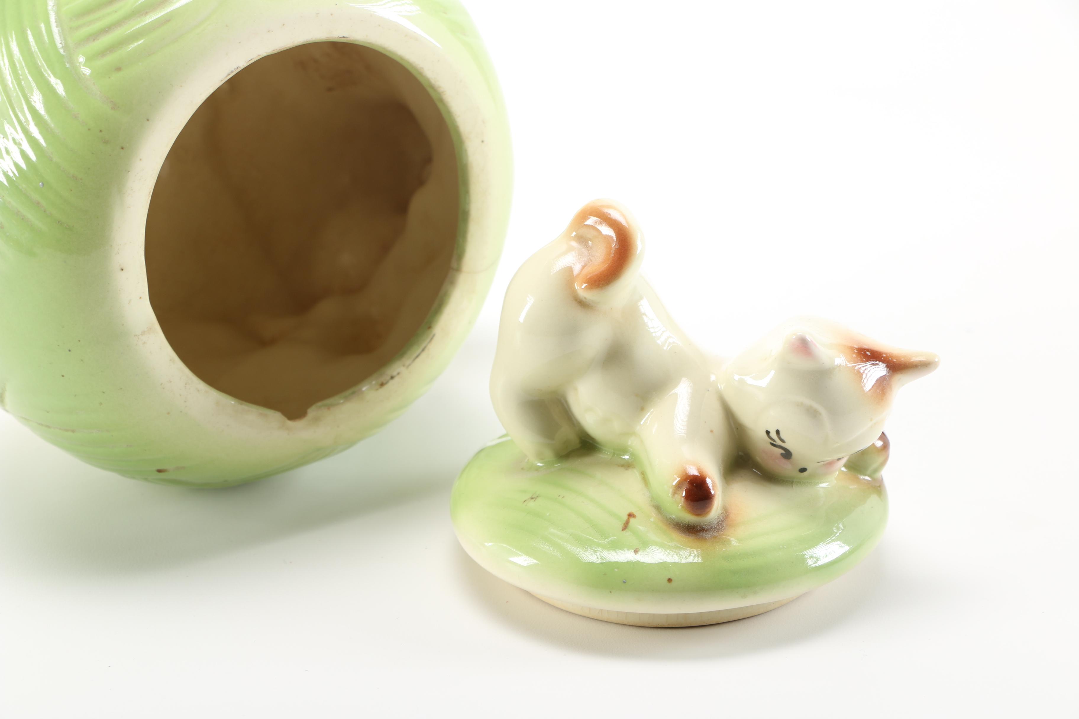 1950s Ceramic Kitten Jar by American Bisque
