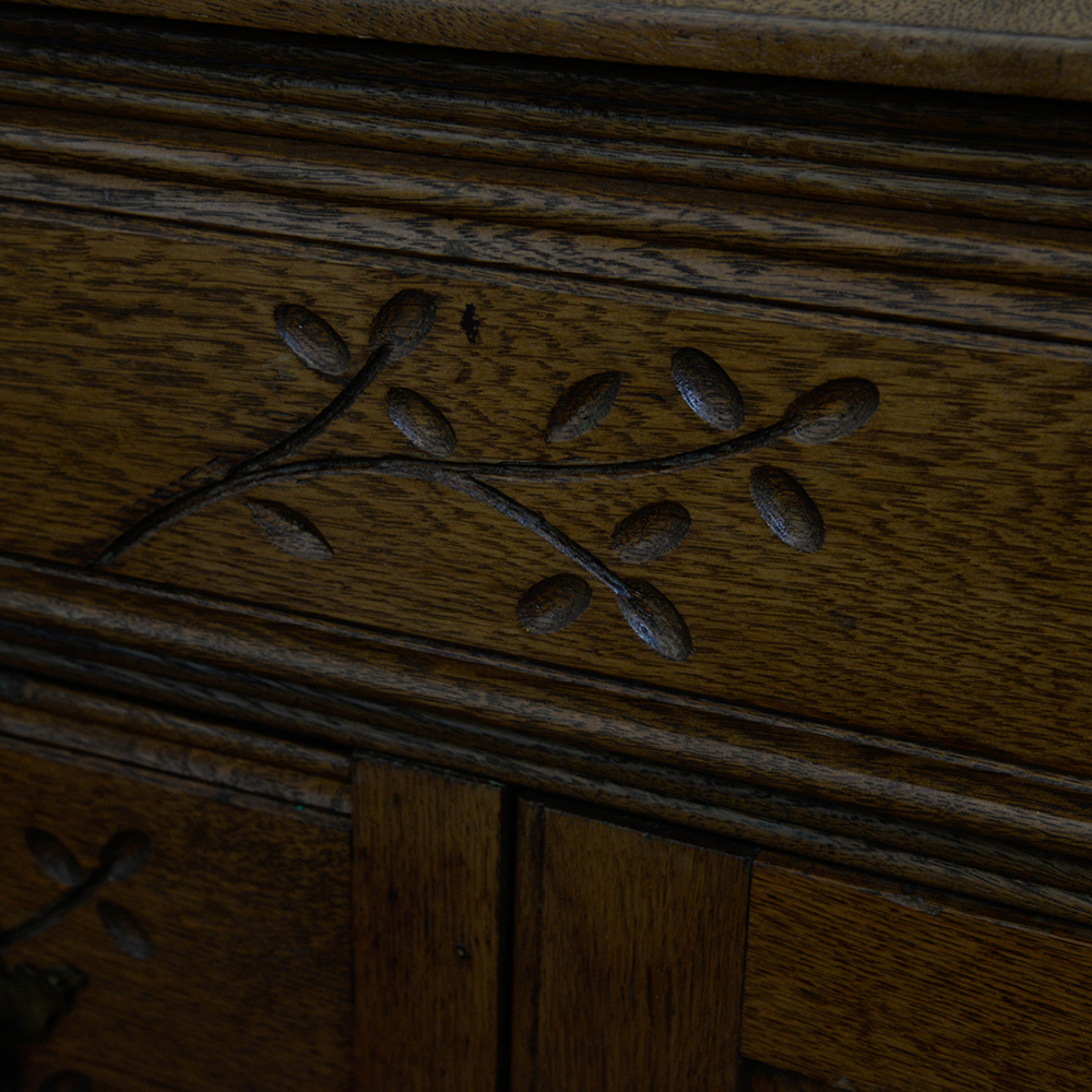 Eastlake Oak Washstand With Towel Bar