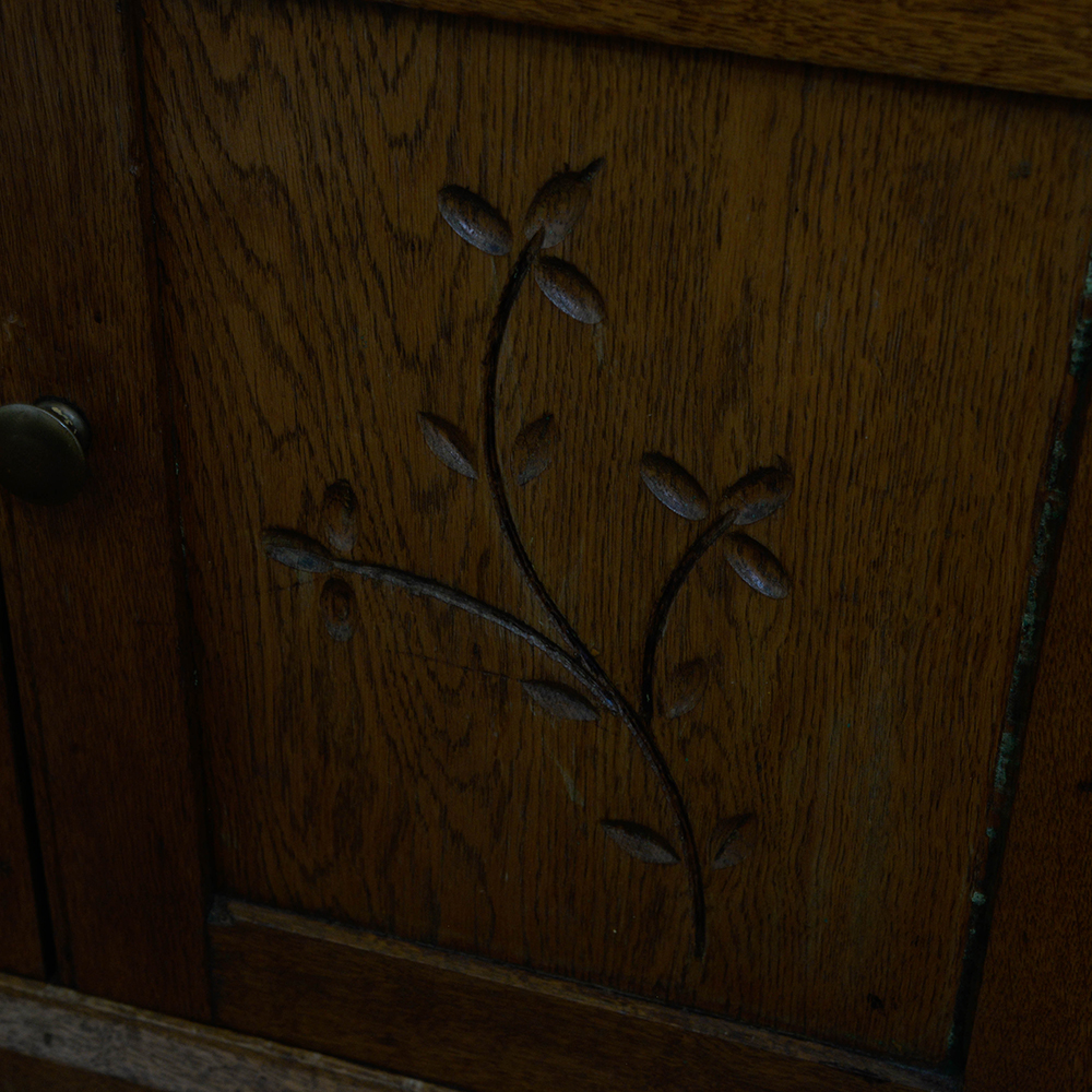 Eastlake Oak Washstand With Towel Bar