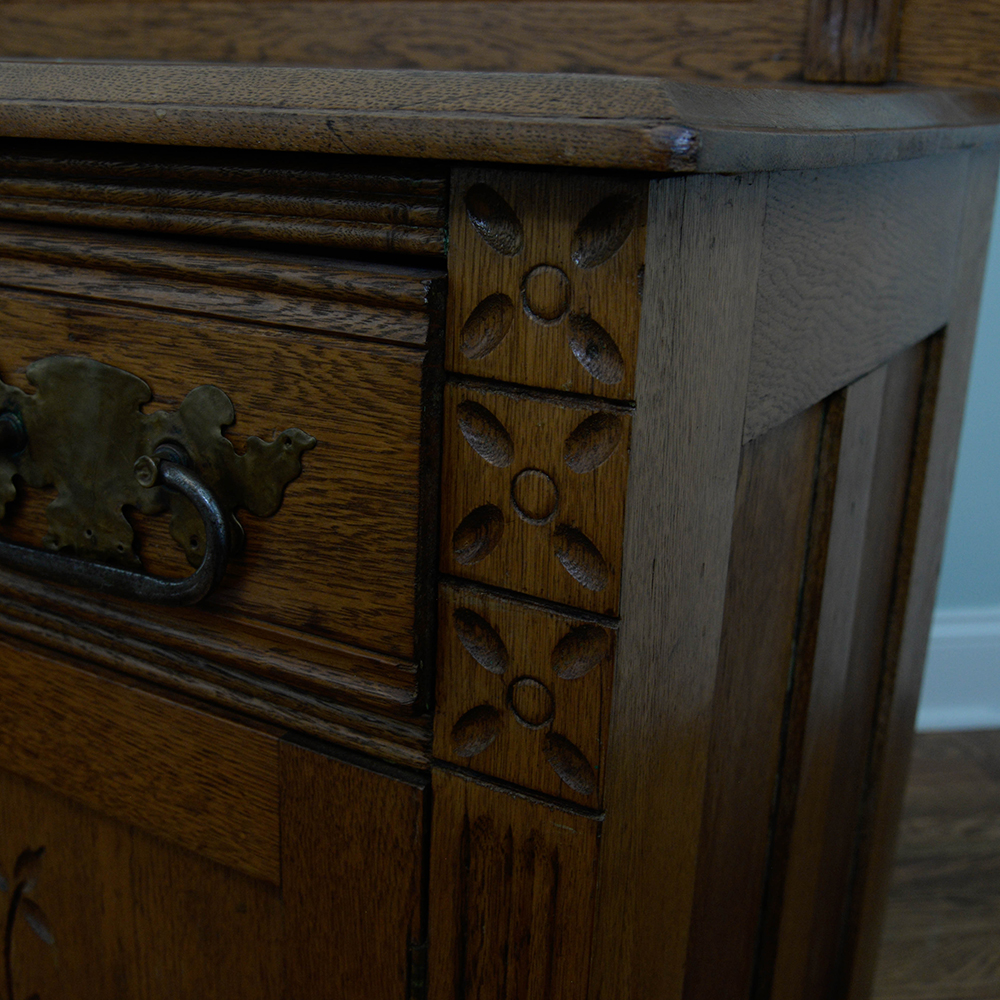 Eastlake Oak Washstand With Towel Bar